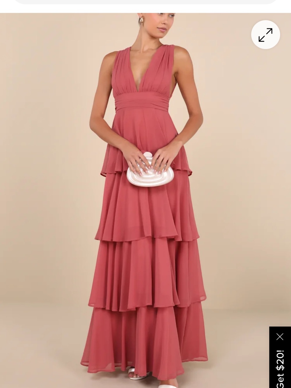Lulus Tiered Maxi Dress in Dusty Rose